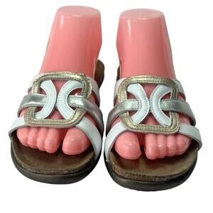 NAOT Liv Slide Sandals Women's Size 7 Slip-On Flats Multicolor Leather Metallic